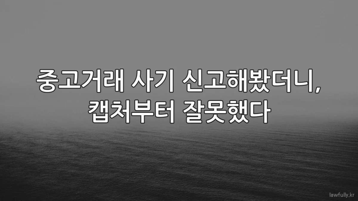 중고거래 사기 신고해봤더니, 캡처부터 잘못했다