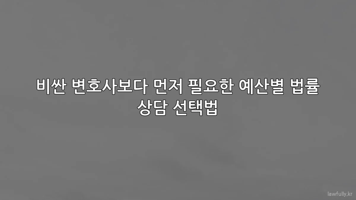 비싼 변호사보다 먼저 필요한 예산별 법률 상담 선택법