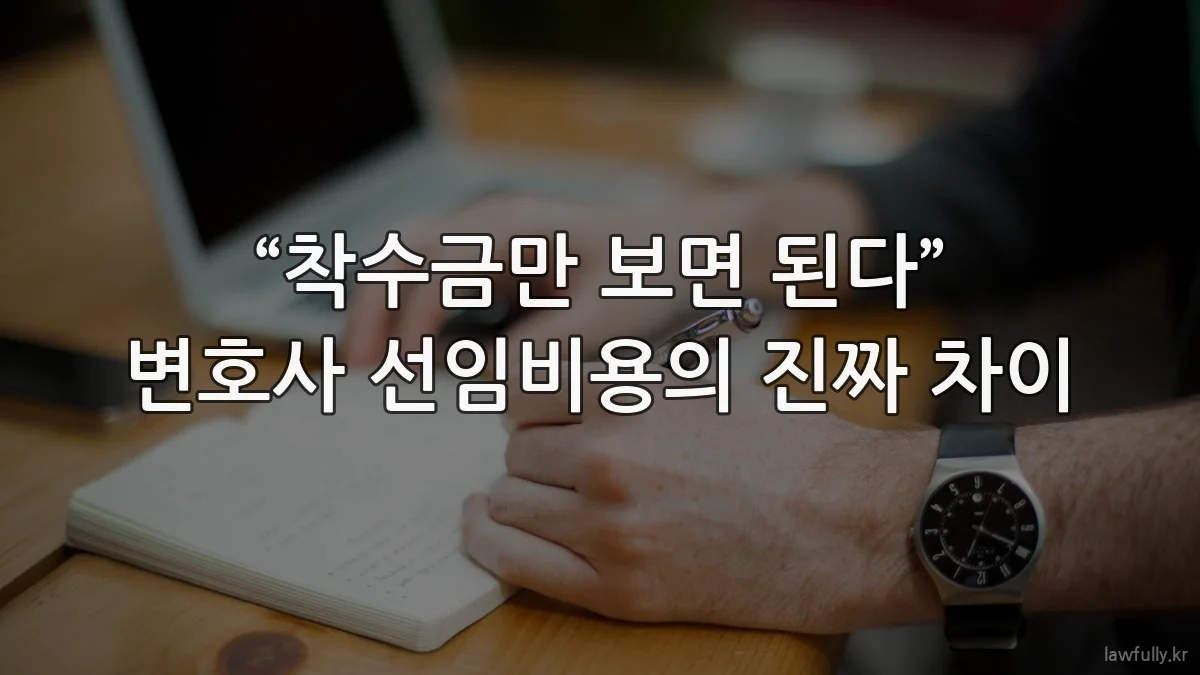 “착수금만 보면 된다” 변호사 선임비용의 진짜 차이