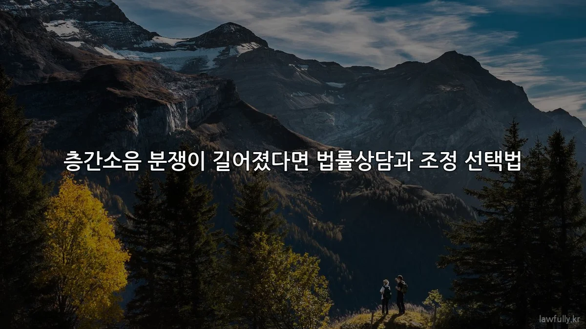 층간소음 분쟁이 길어졌다면 법률상담과 조정 선택법