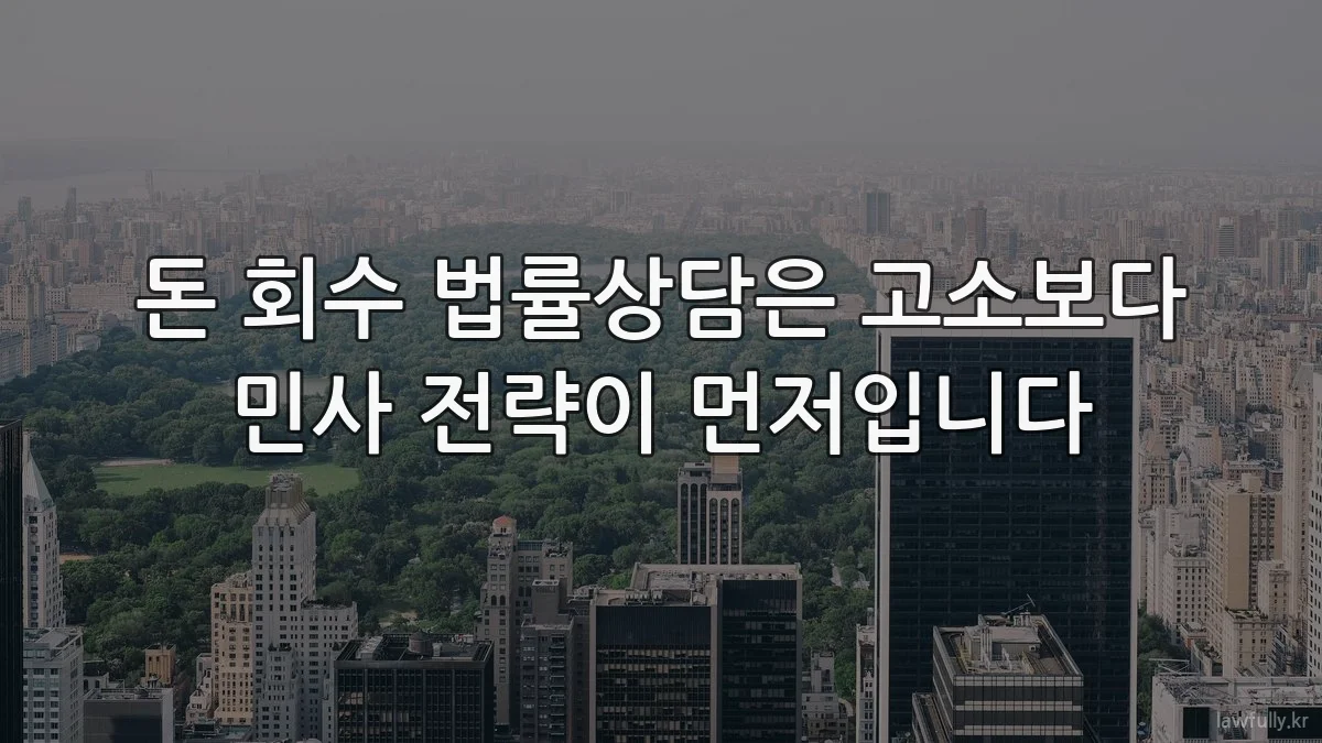 돈 회수 법률상담은 고소보다 민사 전략이 먼저입니다