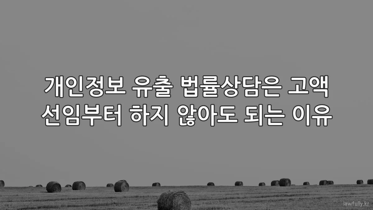 개인정보 유출 법률상담은 고액 선임부터 하지 않아도 되는 이유