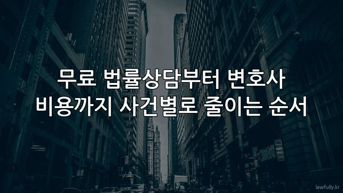 무료 법률상담부터 변호사 비용까지 사건별로 줄이는 순서
