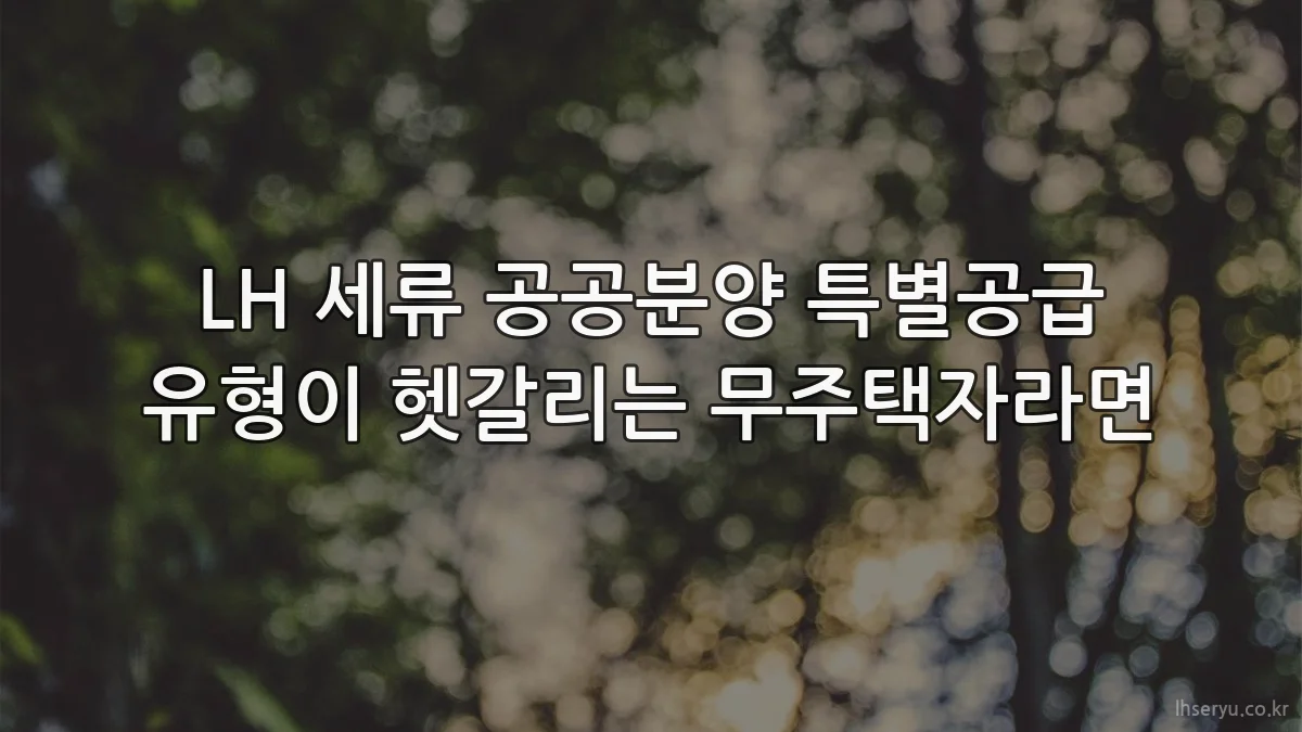 LH 세류 공공분양 특별공급 유형이 헷갈리는 무주택자라면