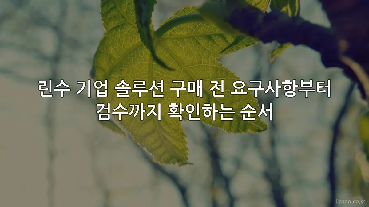 린수 기업 솔루션 구매 전 요구사항부터 검수까지 확인하는 순서