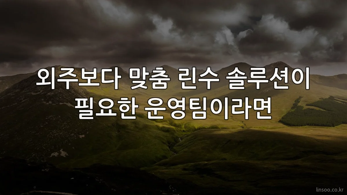 외주보다 맞춤 린수 솔루션이 필요한 운영팀이라면