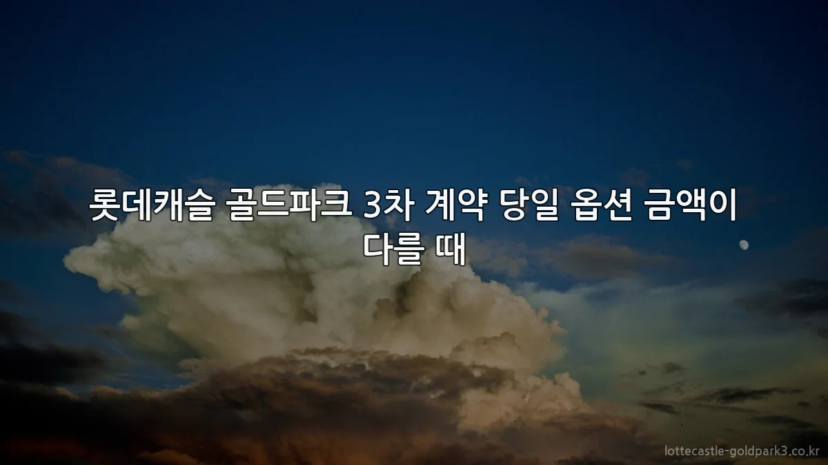 롯데캐슬 골드파크 3차 계약 당일 옵션 금액이 다를 때