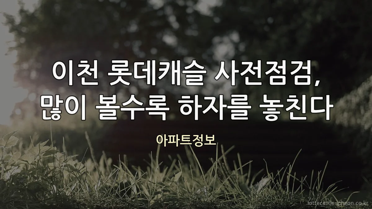 이천 롯데캐슬 사전점검, 많이 볼수록 하자를 놓친다