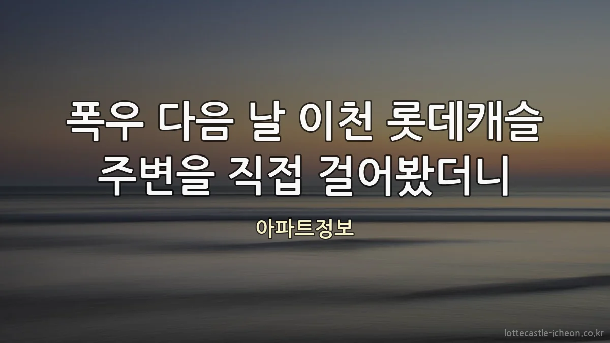 폭우 다음 날 이천 롯데캐슬 주변을 직접 걸어봤더니