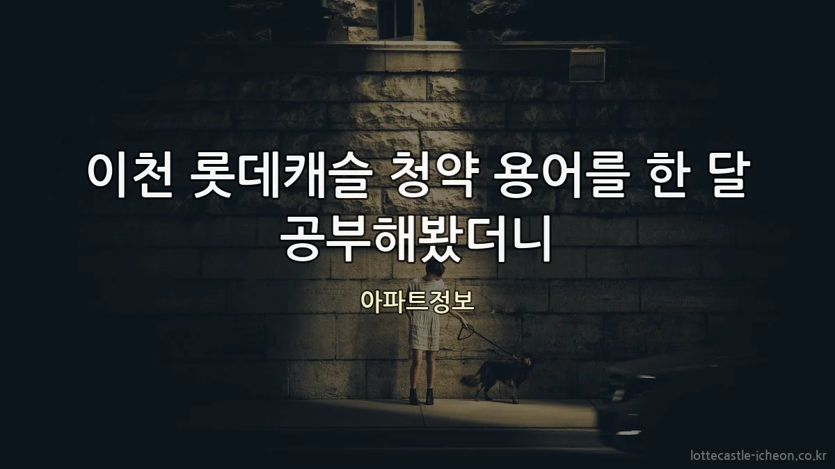 이천 롯데캐슬 청약 용어를 한 달 공부해봤더니