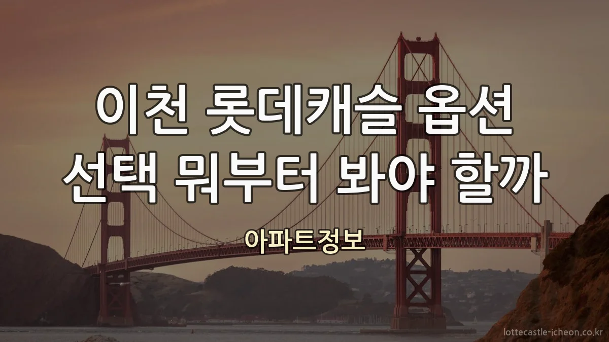 이천 롯데캐슬 옵션 선택 뭐부터 봐야 할까