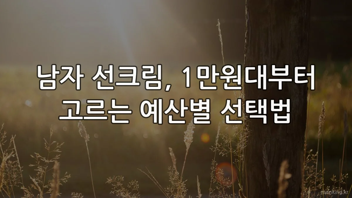 남자 선크림, 1만원대부터 고르는 예산별 선택법