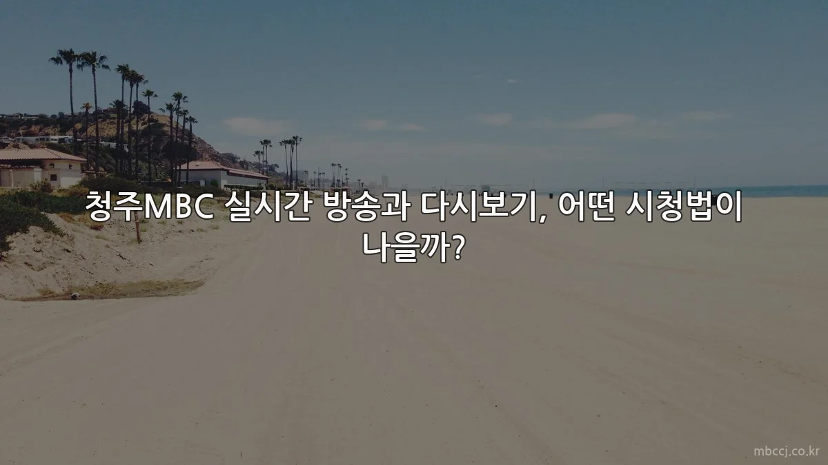청주MBC 실시간 방송과 다시보기, 어떤 시청법이 나을까?