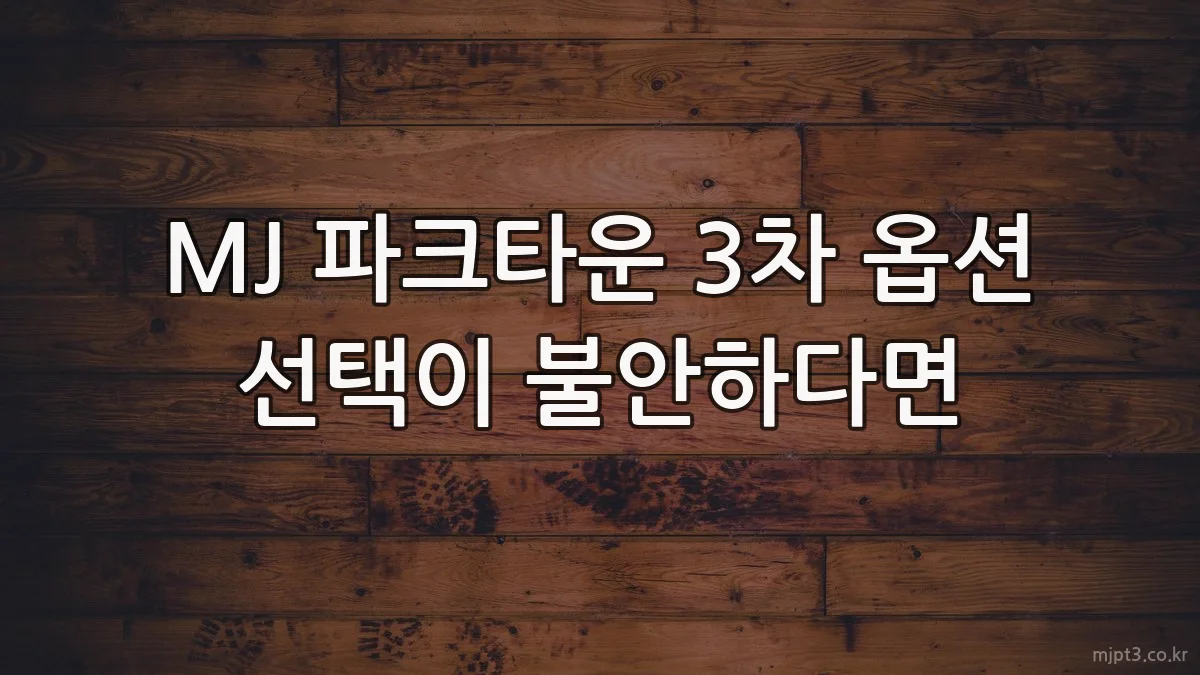 MJ 파크타운 3차 옵션 선택이 불안하다면