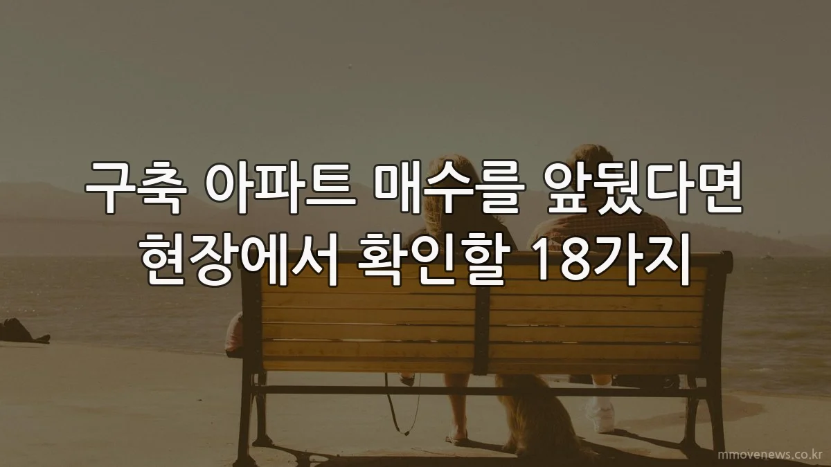 구축 아파트 매수를 앞뒀다면 현장에서 확인할 18가지