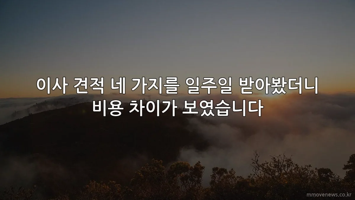 이사 견적 네 가지를 일주일 받아봤더니 비용 차이가 보였습니다