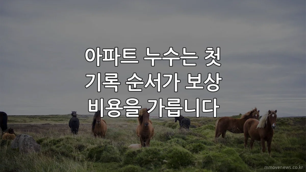 아파트 누수는 첫 기록 순서가 보상 비용을 가릅니다