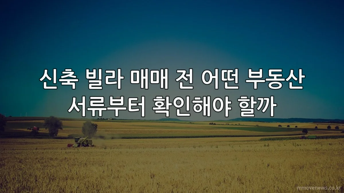 신축 빌라 매매 전 어떤 부동산 서류부터 확인해야 할까