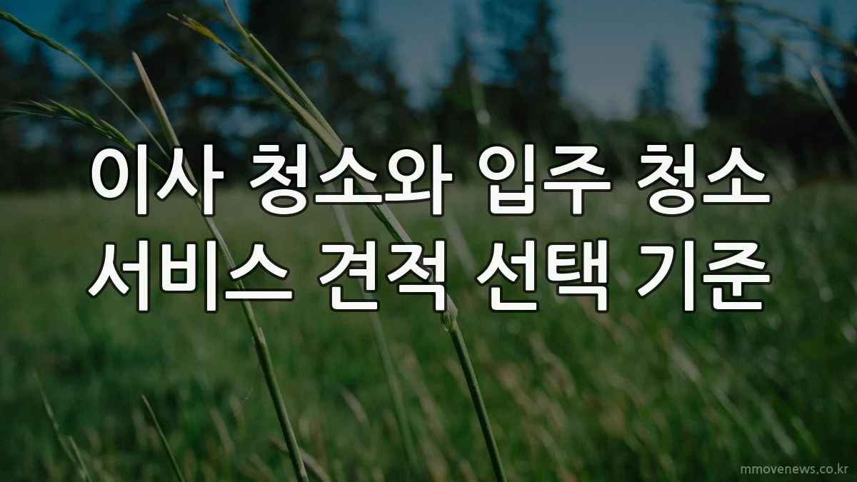 이사 청소와 입주 청소 서비스 견적 선택 기준