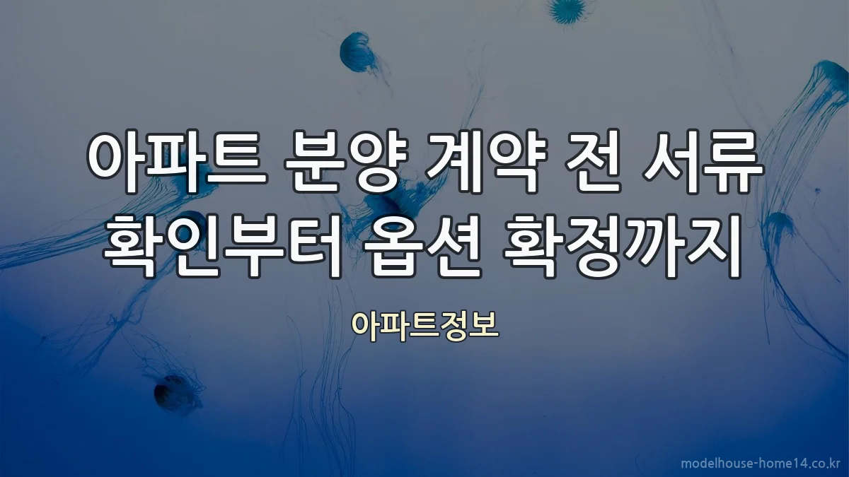 아파트 분양 계약 전 서류 확인부터 옵션 확정까지
