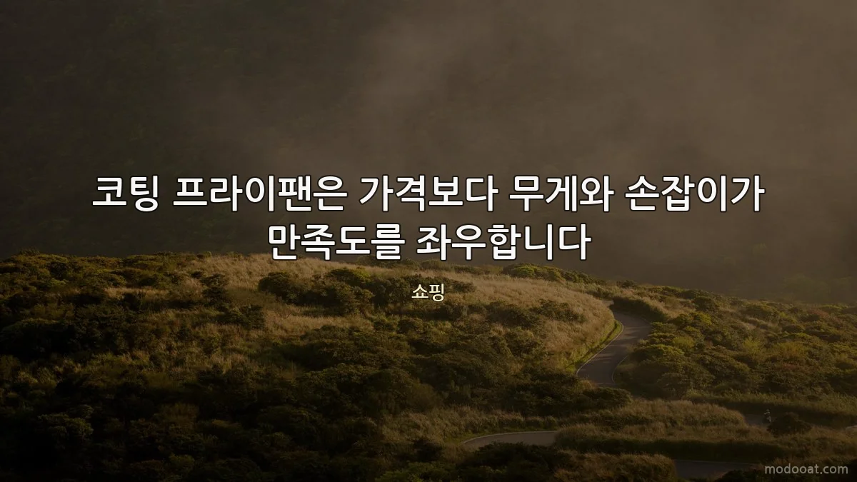 코팅 프라이팬은 가격보다 무게와 손잡이가 만족도를 좌우합니다