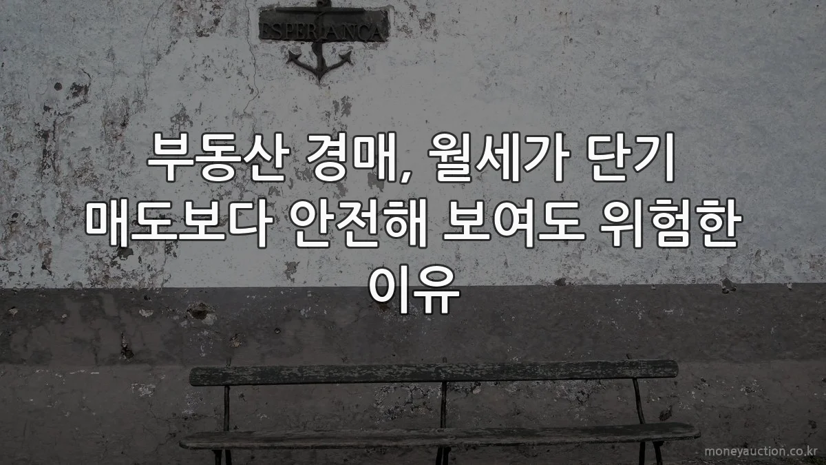 부동산 경매, 월세가 단기 매도보다 안전해 보여도 위험한 이유
