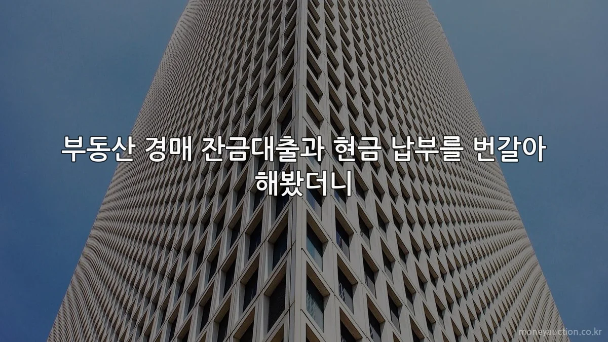 부동산 경매 잔금대출과 현금 납부를 번갈아 해봤더니