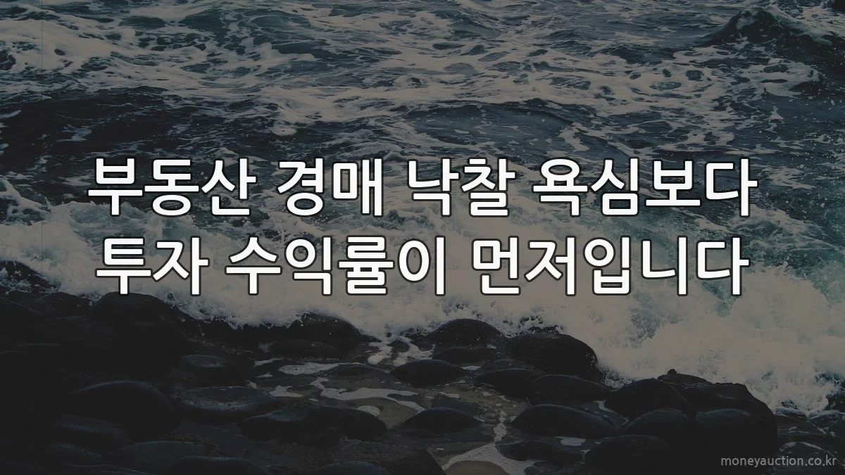 부동산 경매 낙찰 욕심보다 투자 수익률이 먼저입니다