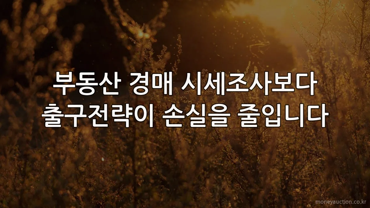 부동산 경매 시세조사보다 출구전략이 손실을 줄입니다