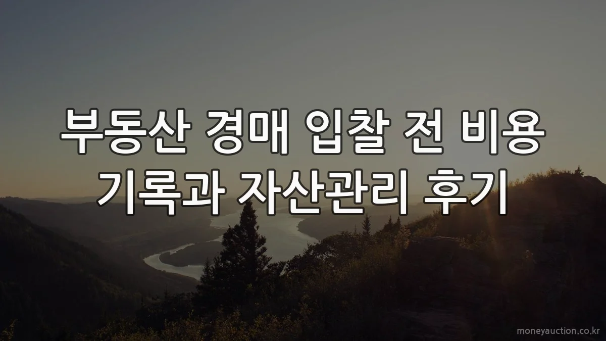 부동산 경매 입찰 전 비용 기록과 자산관리 후기