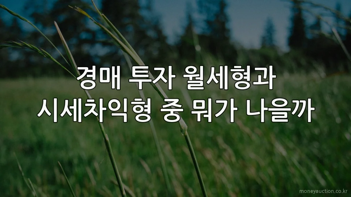 경매 투자 월세형과 시세차익형 중 뭐가 나을까