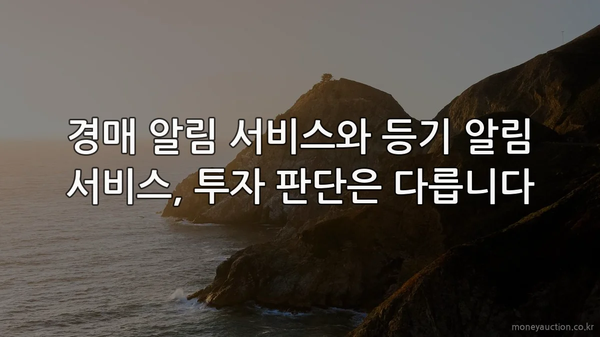 경매 알림 서비스와 등기 알림 서비스, 투자 판단은 다릅니다