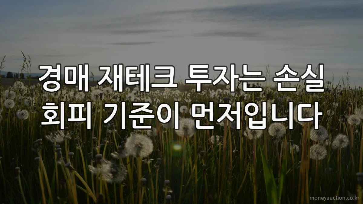 경매 재테크 투자는 손실 회피 기준이 먼저입니다