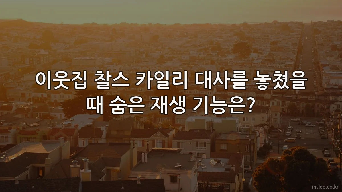 이웃집 찰스 카일리 대사를 놓쳤을 때 숨은 재생 기능은?
