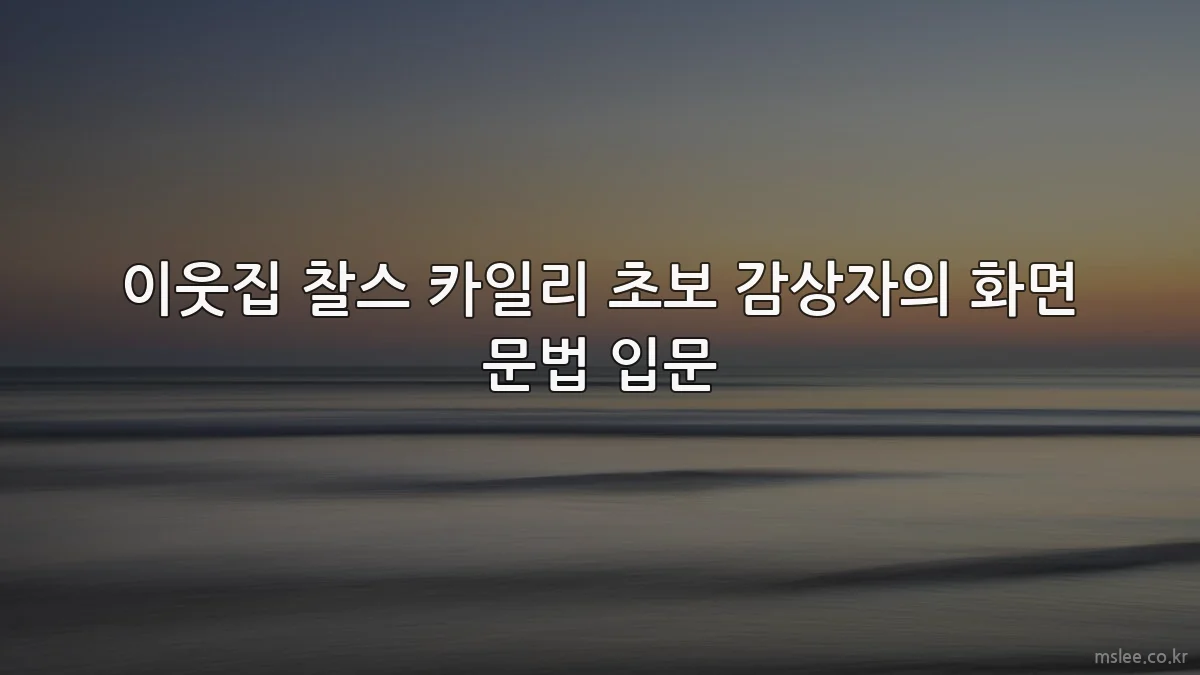 이웃집 찰스 카일리 초보 감상자의 화면 문법 입문