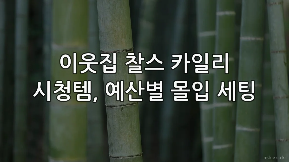 이웃집 찰스 카일리 시청템, 예산별 몰입 세팅