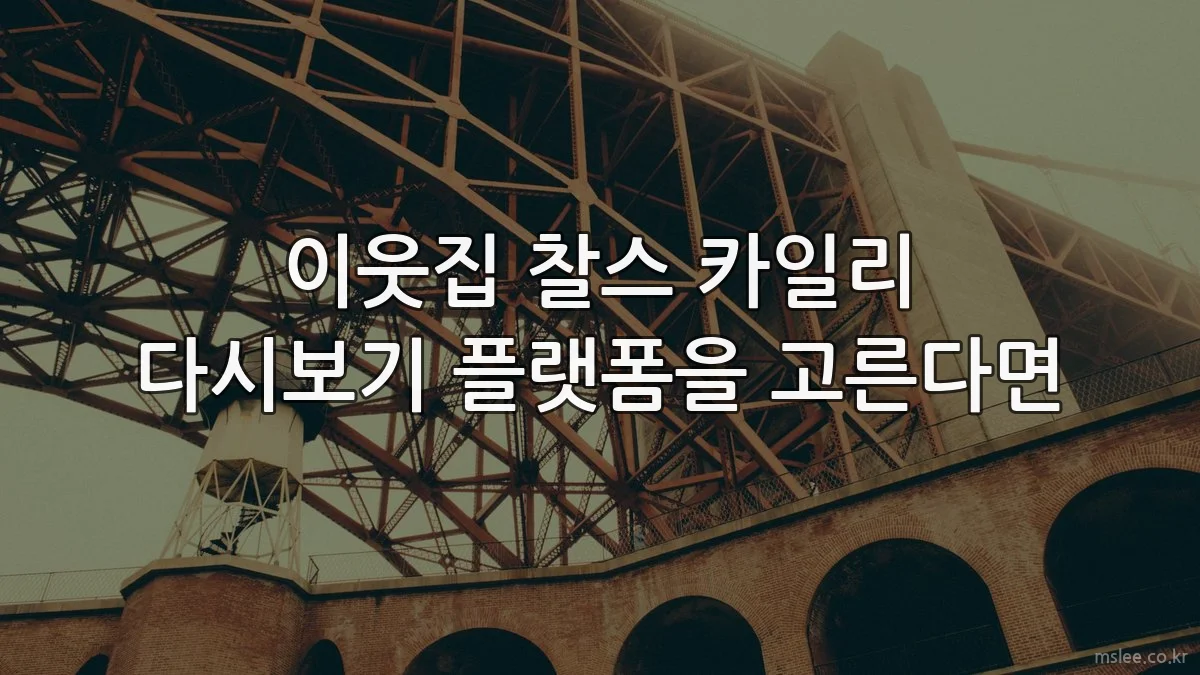 이웃집 찰스 카일리 다시보기 플랫폼을 고른다면
