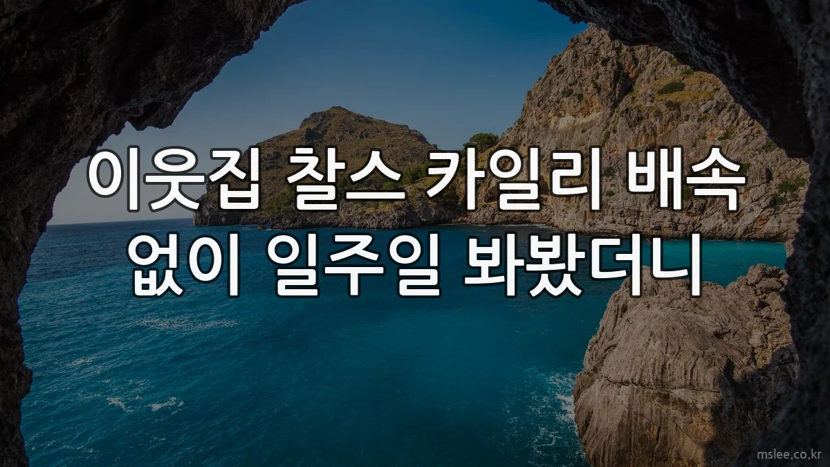 이웃집 찰스 카일리 배속 없이 일주일 봐봤더니