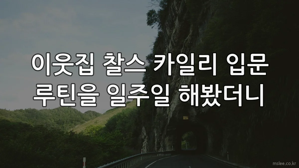 이웃집 찰스 카일리 입문 루틴을 일주일 해봤더니