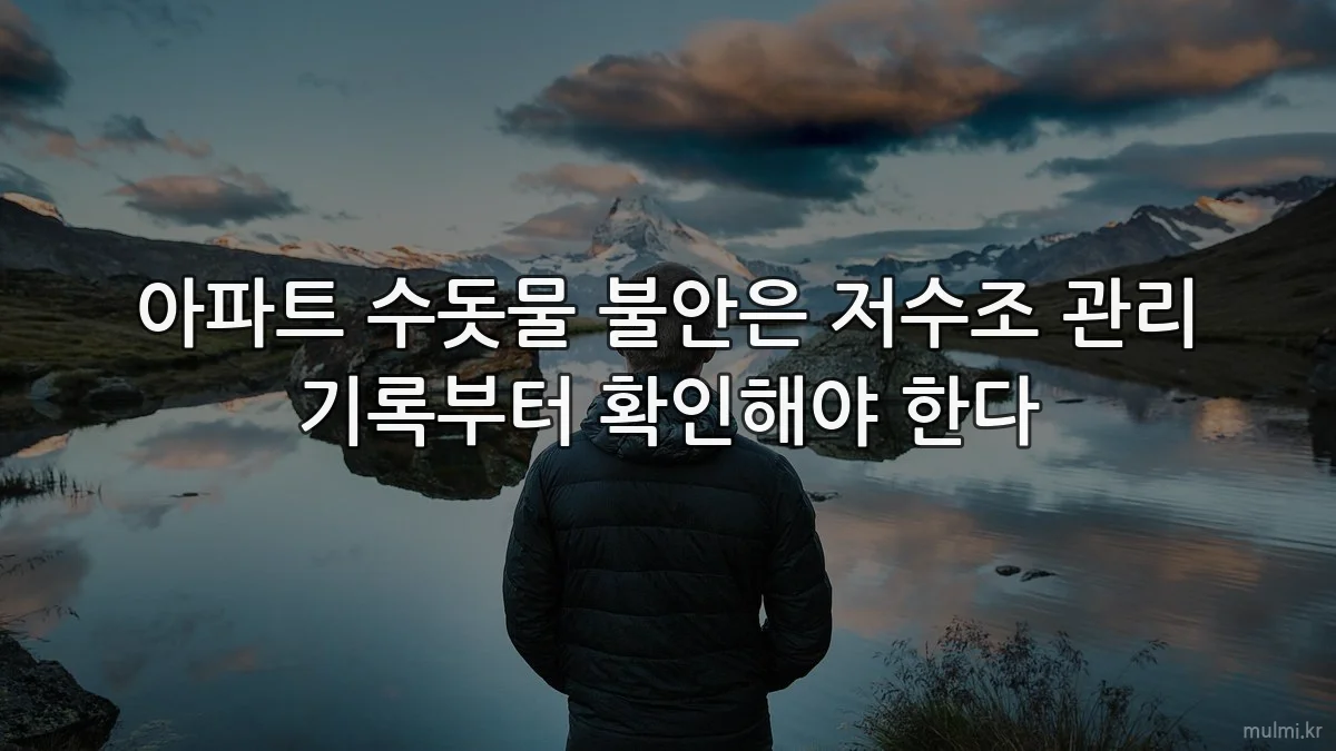 아파트 수돗물 불안은 저수조 관리 기록부터 확인해야 한다
