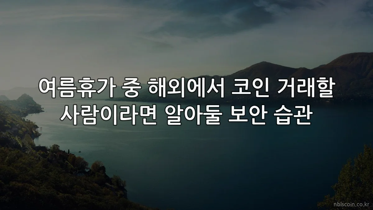 여름휴가 중 해외에서 코인 거래할 사람이라면 알아둘 보안 습관