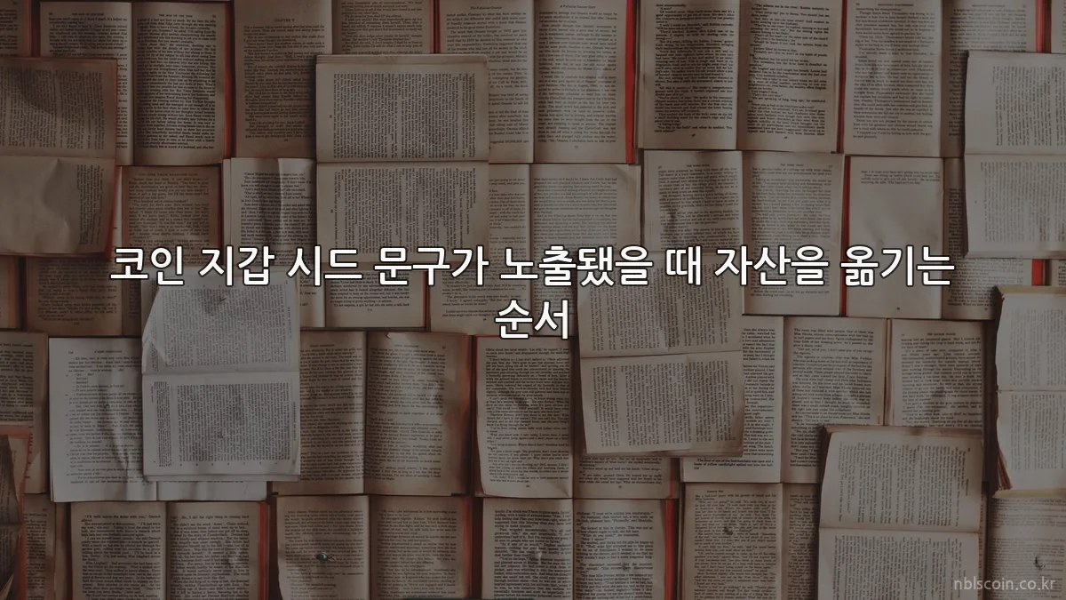 코인 지갑 시드 문구가 노출됐을 때 자산을 옮기는 순서