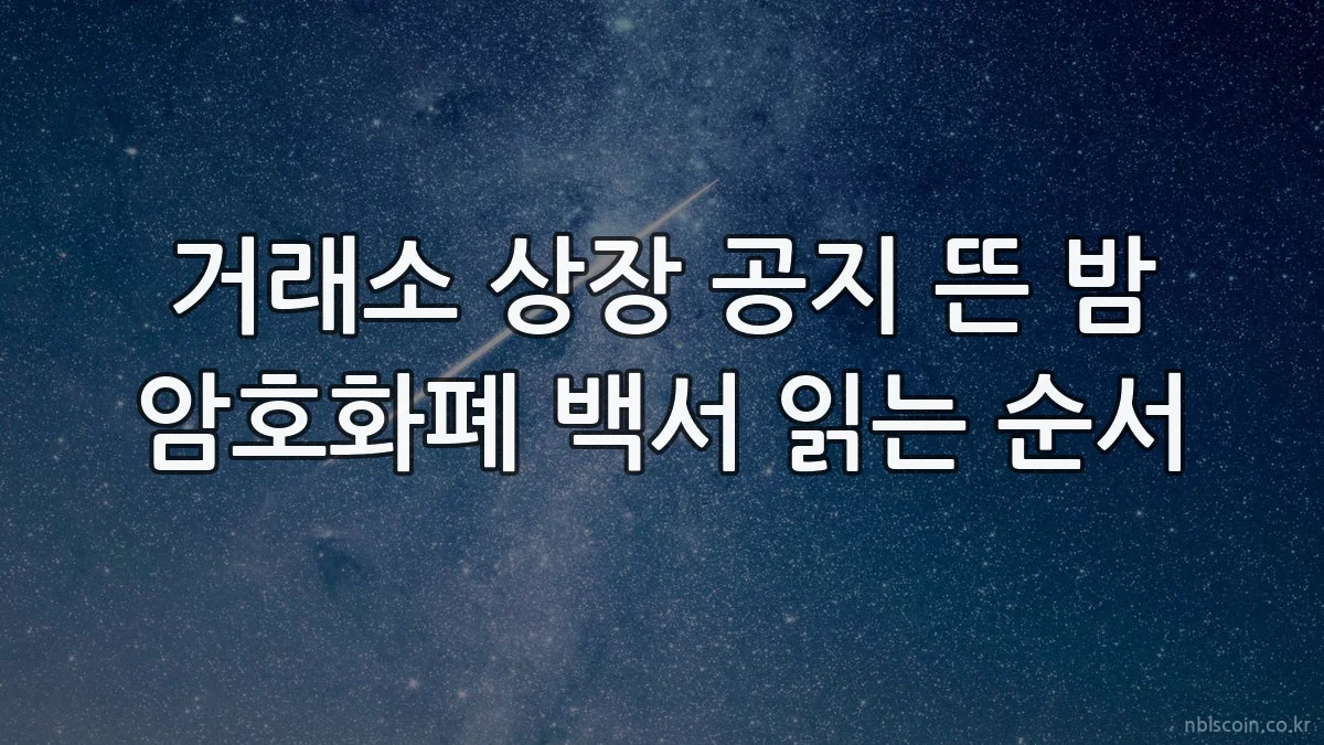 거래소 상장 공지 뜬 밤 암호화폐 백서 읽는 순서