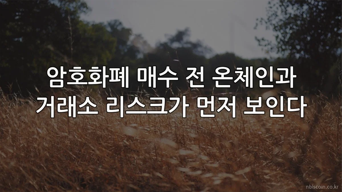암호화폐 매수 전 온체인과 거래소 리스크가 먼저 보인다