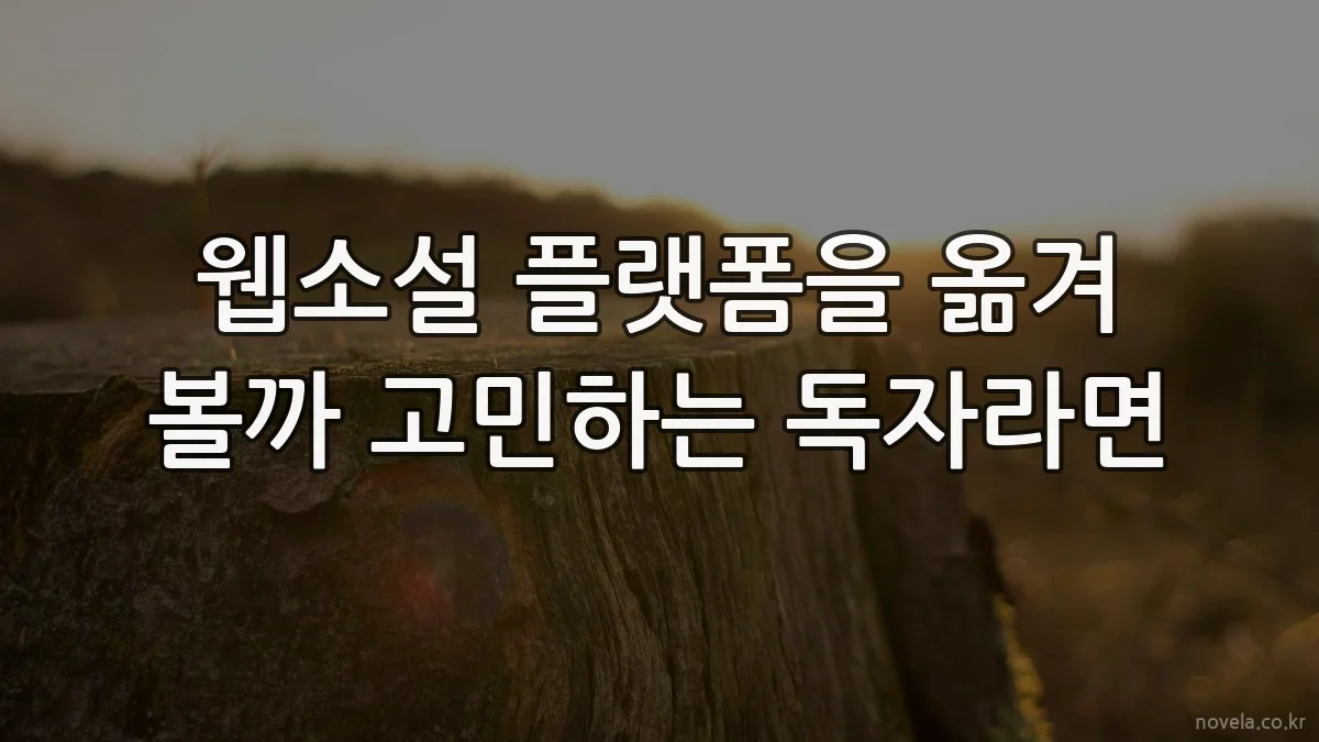 웹소설 플랫폼을 옮겨 볼까 고민하는 독자라면