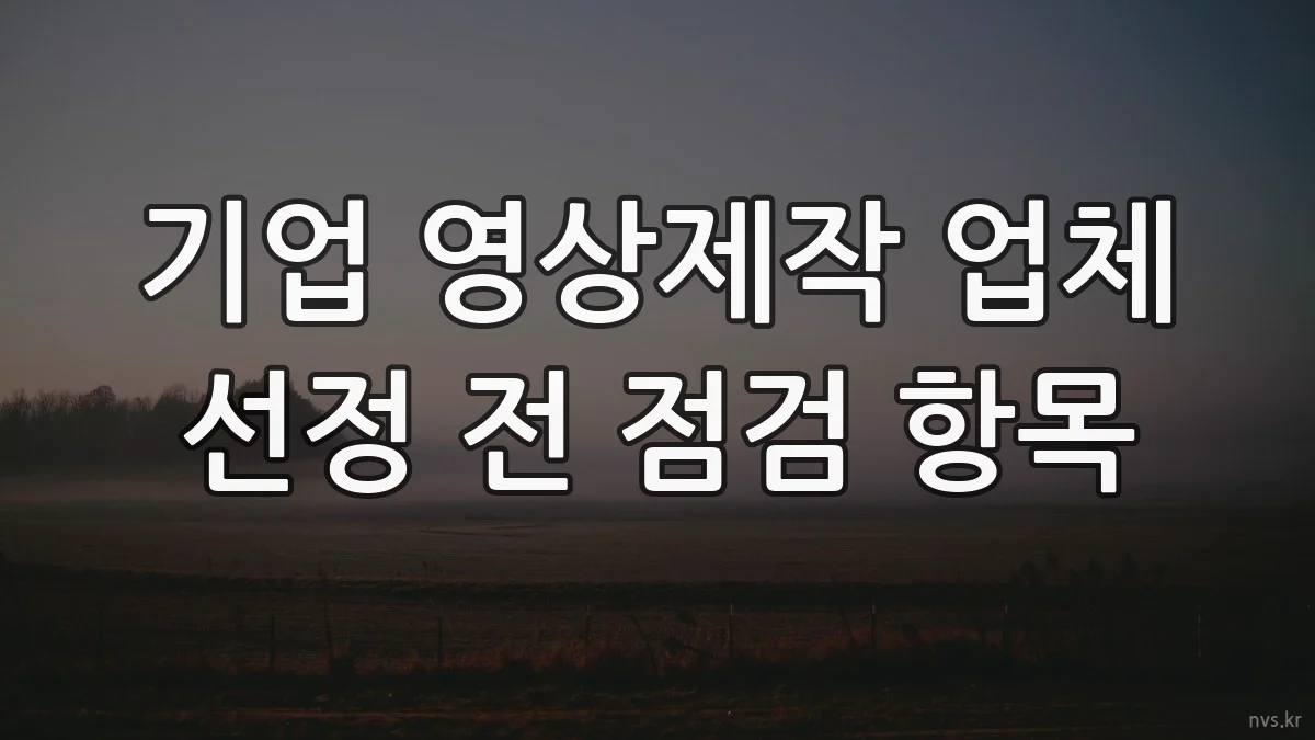 기업 영상제작 업체 선정 전 점검 항목
