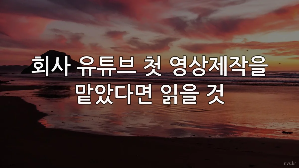 회사 유튜브 첫 영상제작을 맡았다면 읽을 것
