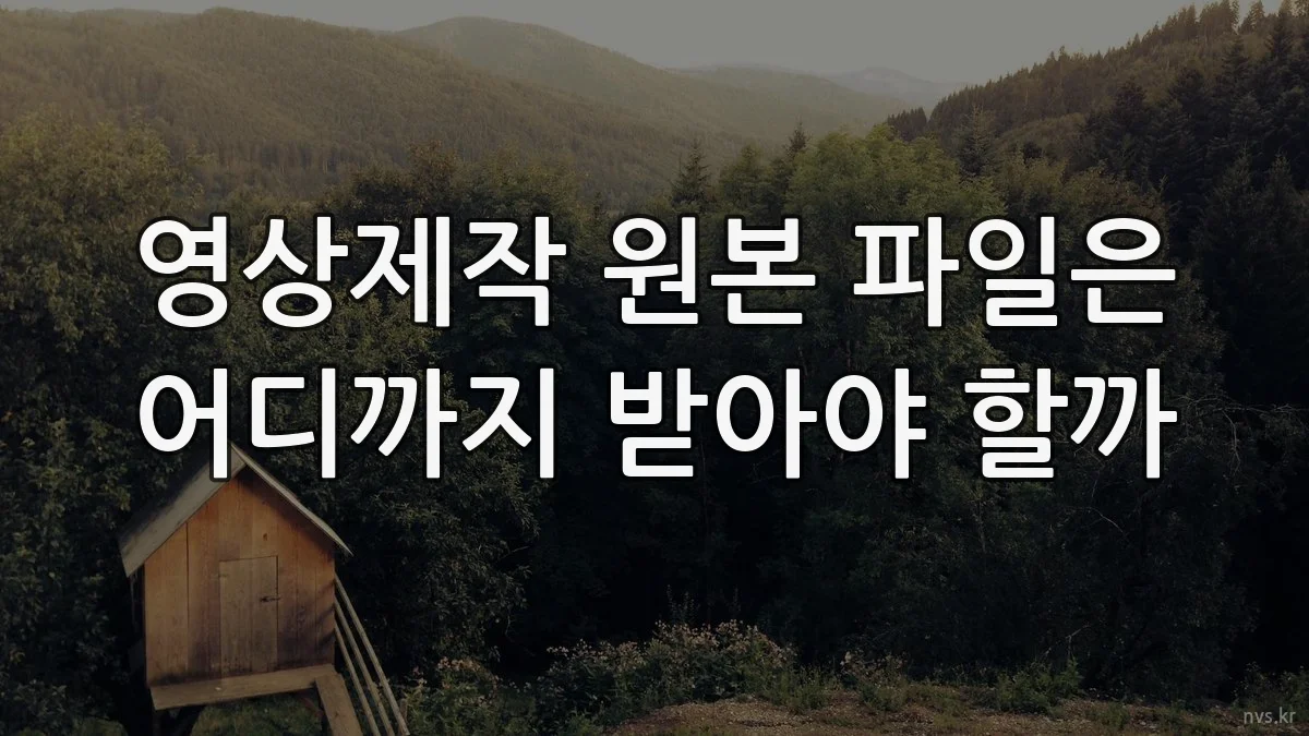 영상제작 원본 파일은 어디까지 받아야 할까