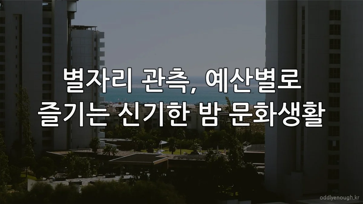 별자리 관측, 예산별로 즐기는 신기한 밤 문화생활