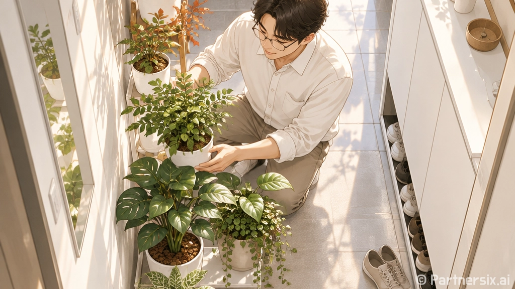 현관 플랜테리어 초보자를 위한 배치 방법, 좁은 입구도 이렇게 바뀝니다